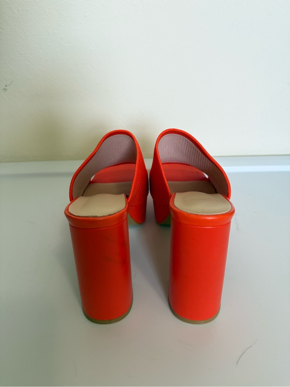 Bold Orange Platform Slide Heels - Picture 4 of 4